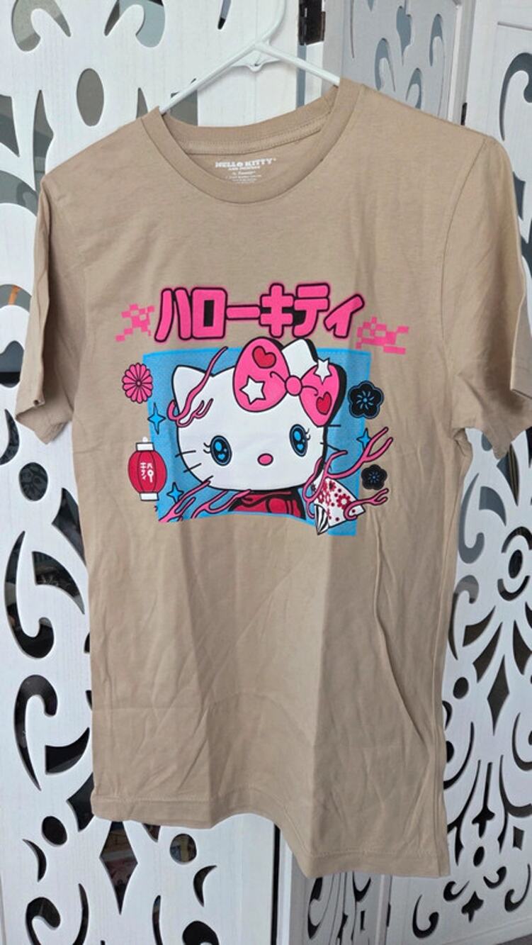 Hello Kitty Shirt Sanrio The Forecast Agency Japanese Tan Graphic nwot Tee S